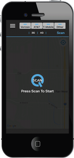 Cell LinQ smartphone app Initial Scan screen