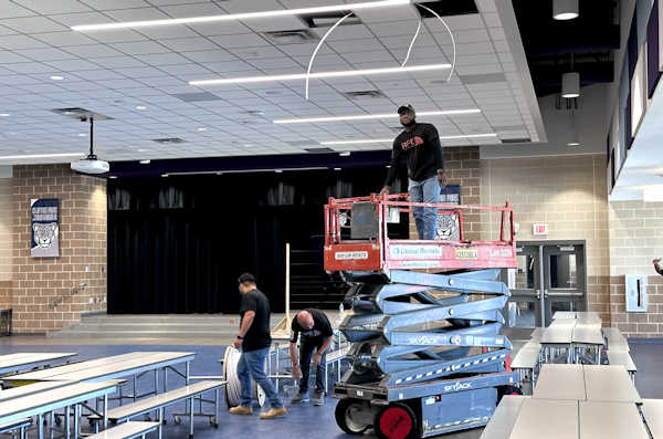 RFE Communications installers in Clifton Park Elementary School Killeen Independent School District food service area