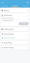 Nextivity CEL-FI WAVE smartphone app Settings (Booster Name, Antenna Settings)