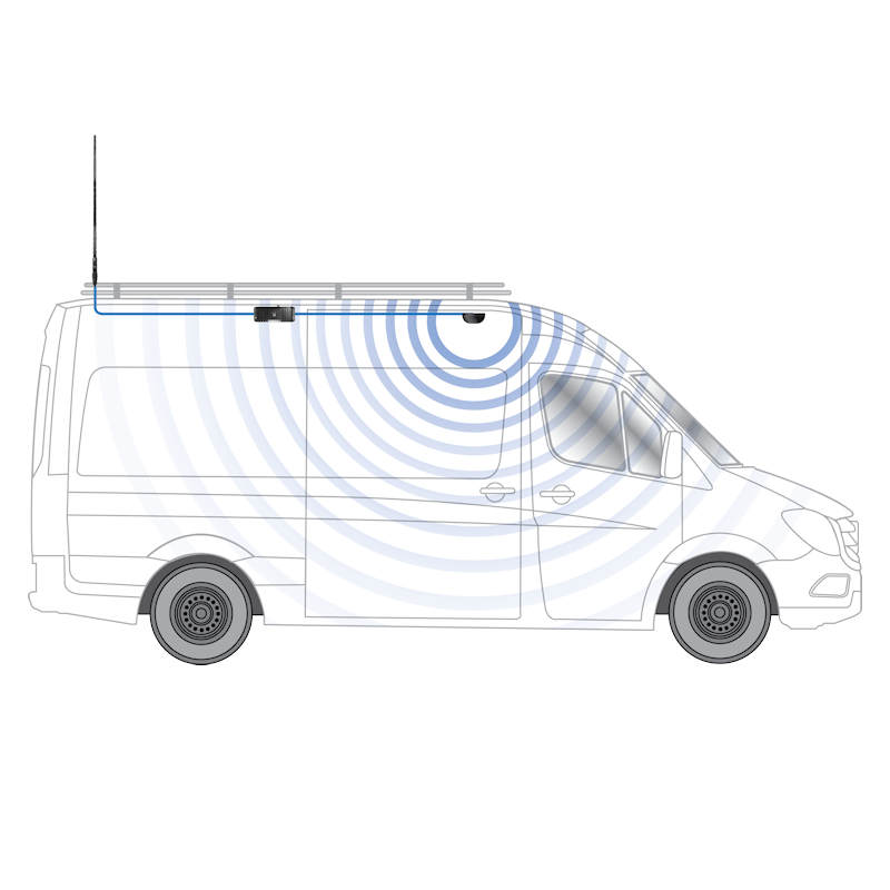 RV Cel-Fi GO G32 Cell Signal Booster for Class B Adventure Vans TS559129 Setup Diagram RFI Q-Fit Quick-Release Whip Antenna TS210701