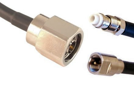 400 coax cable, terminated with an N-male connector